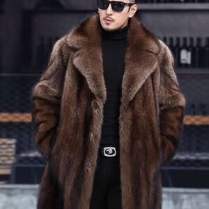 Men's Elegant Brown Fur Coat